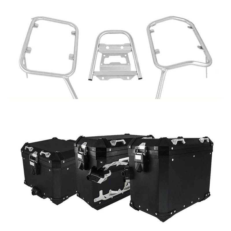 Hinterradgepäckträger Gepäck Rack Für XADV 750 Für XADV750 2017-2019 2020 Edelstahl Halterung Motorrad Packtaschen Top Case Aluminium Satteltasche Rack Gepäck Box(One Set-BK) von IMAWUHM