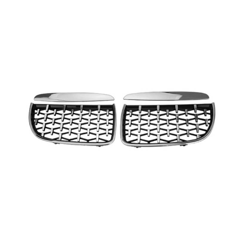 Kühlergrill Auto Front Niere Kühlergrill Für E90 E91 323I 328I 335I 330I 325I 3 Serie 2005-2008 Diamant Stil Grills Racing Grill Kühler(Silber) von IMAWUHM