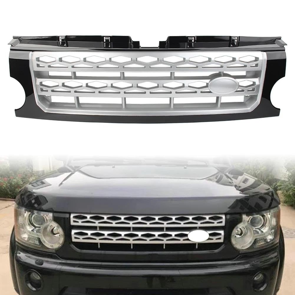 Kühlergrill Auto-Frontgrill Für Die Stoßstange Für Land Für Rover Für Discovery 3 LR3 2005 2006 2007 2008 2009 Schwarz Glänzend ABS-Kunststoff Mit Abzeichen Kühler(Black Silver) von IMAWUHM