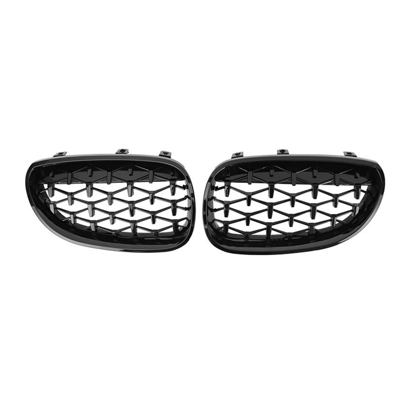 Kühlergrill Auto Frontstoßstangengrill Für E60 E61 550i 535i 2004-2009 Diamant-Nieren-Renngrill Schwarzer Rahmen Silbergrills Kühler(Schwarz) von IMAWUHM