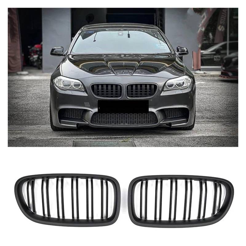 Kühlergrill Auto Nierengrill Dual Lamellen Racing Grill Glanz Schwarz Für 5 Series F10 F11 F18 520d 530d 540i 2010-2017 Kühler(Matt-schwarz) von IMAWUHM