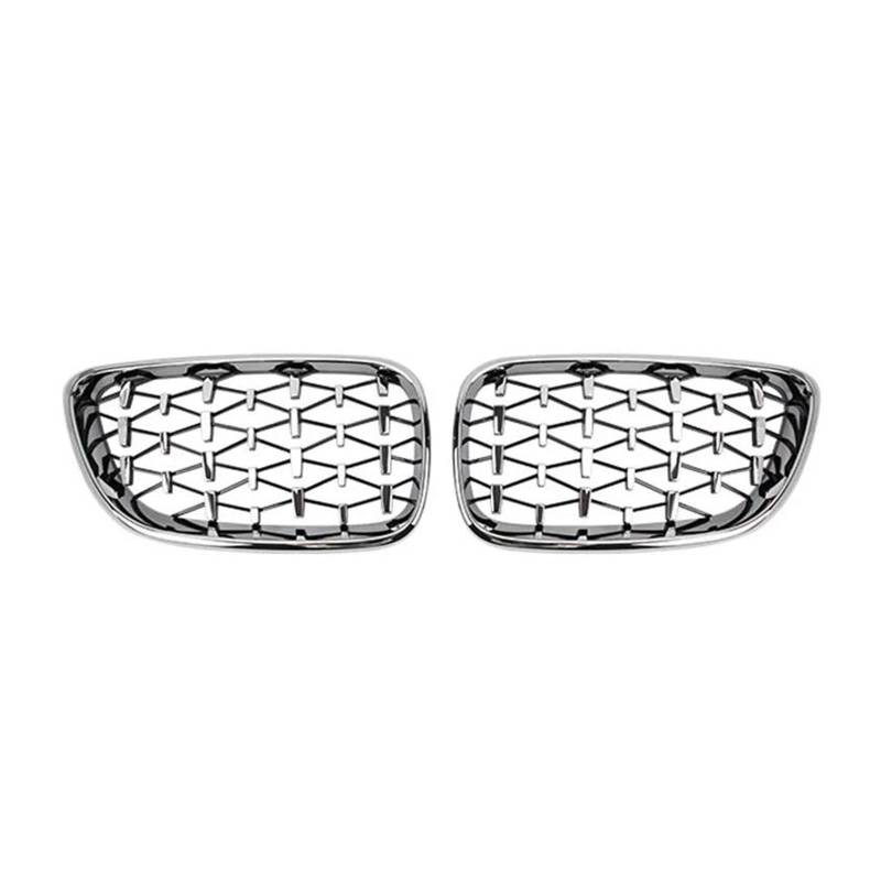 Kühlergrill Auto-Nierengrill Für Die Front Für 2er F22 F23 F87 M2 2014-2019 Diamant-Renngrill Silberne Grills Glänzend Schwarze Grills Zubehör Kühler(Silber) von IMAWUHM