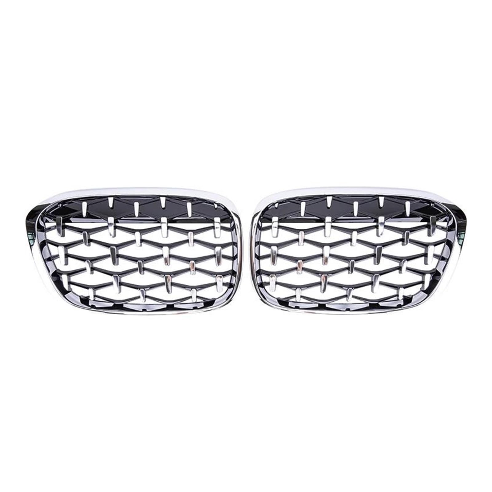 Kühlergrill Auto-Styling-Gitter Für X1 F48 F49 2016 2017 2018 2019 Auto Diamant Front Nierengrill Racing Grill Glanz Schwarz Grills Grills Kühler(Full Silver) von IMAWUHM