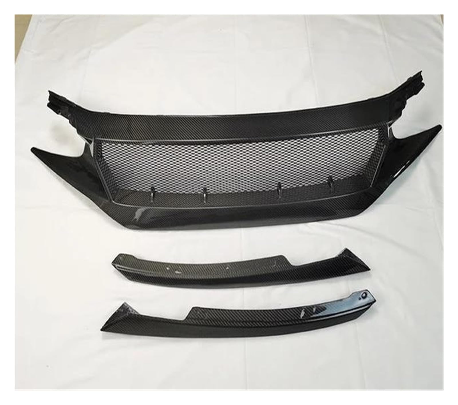 Kühlergrill Fiberglas-Frontstoßstangengrill Für Den 10. Für Civic FK7 FK8 Für Type-R-Rennwagen FC JS N1-Stil, Carbonfaser-Dekoration, Schwarz Kühler(Carbon Fibre) von IMAWUHM