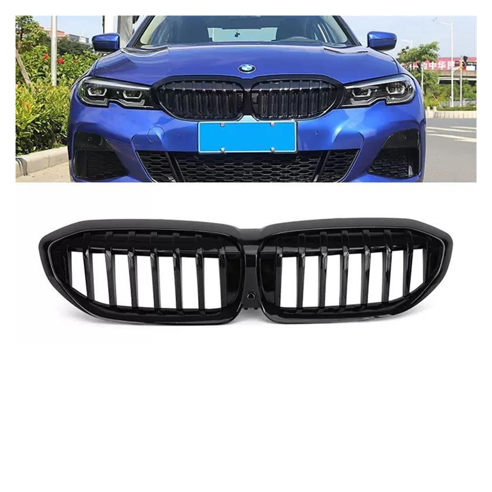 Kühlergrill Für 3er G20 318i 320i M340i M3 Kühlergrill SCHWARZ Diamant Front Nierengrill Sport 2019 2020 2021 2022 2023 Kühler(19-22 GB Single Slat) von IMAWUHM