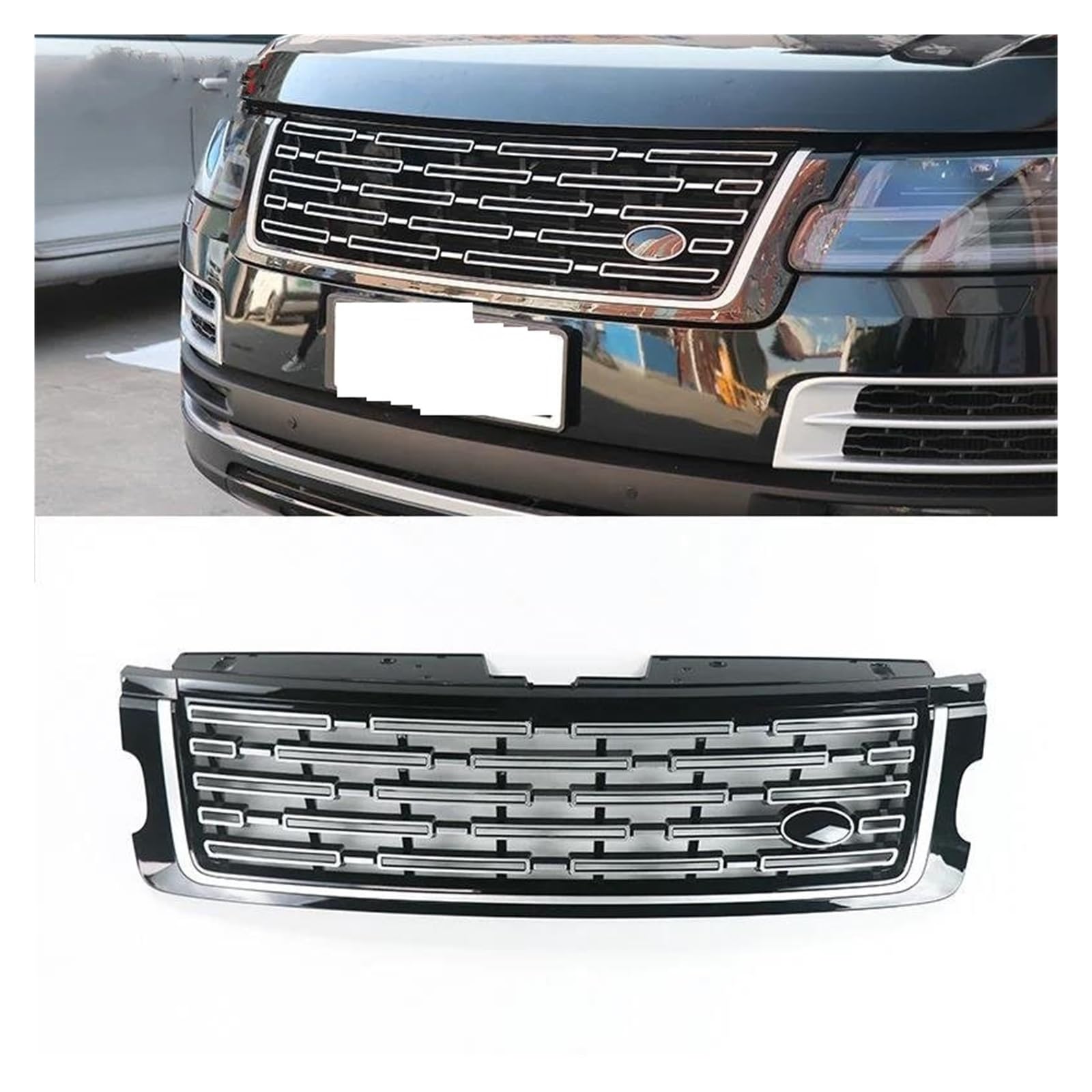 Kühlergrill Für Land Für Rover Für Range Für Rover Für Vogue 2018-2022 Auto Frontgrill Kühlergitter Gitter Upgrade Auf 2023 Oberer Stoßfänger Racing Grill Kühler(Silver Grill) von IMAWUHM