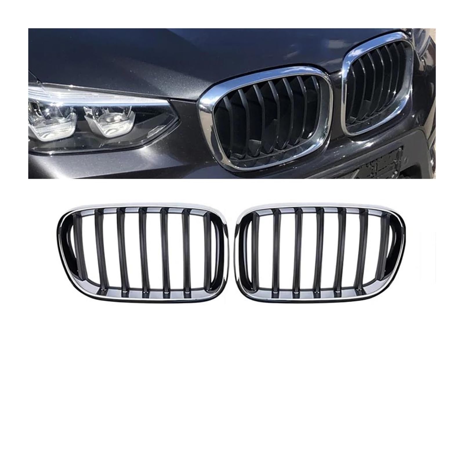 Kühlergrill Für X3 G01 X4 G02 2019 2020 2021 Auto-Tuning Front Nieren Grills Grille Glanz Schwarz Kühler(18-21 Silver I Slat) von IMAWUHM