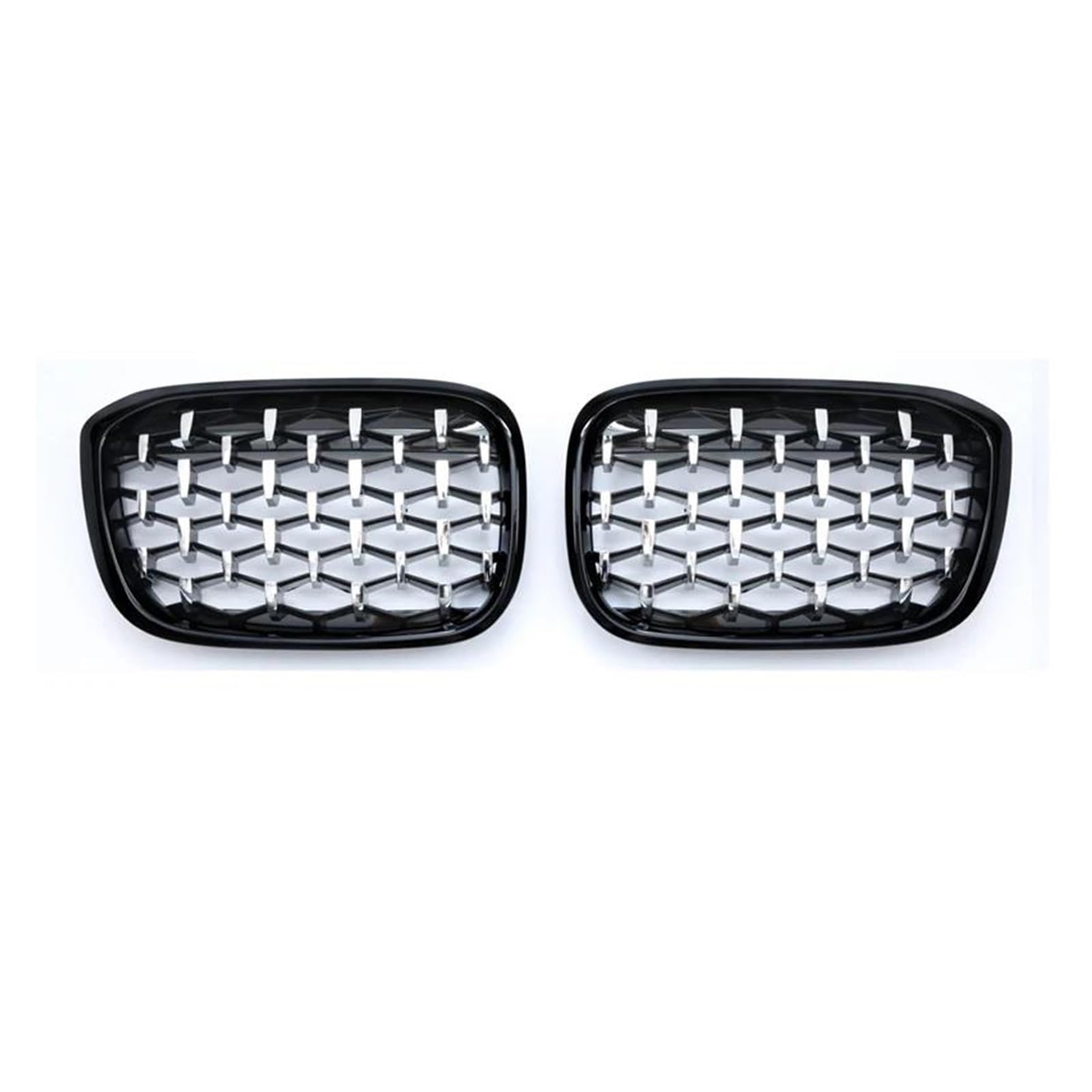 Kühlergrill Für X3 X4 G01 G08 G02 2017 2018 2019 2020 2021 Paar Diamantgrills Meteor Style Ersatzgrill Auto Frontstoßstangengrill Kühler(Silver and Black) von IMAWUHM