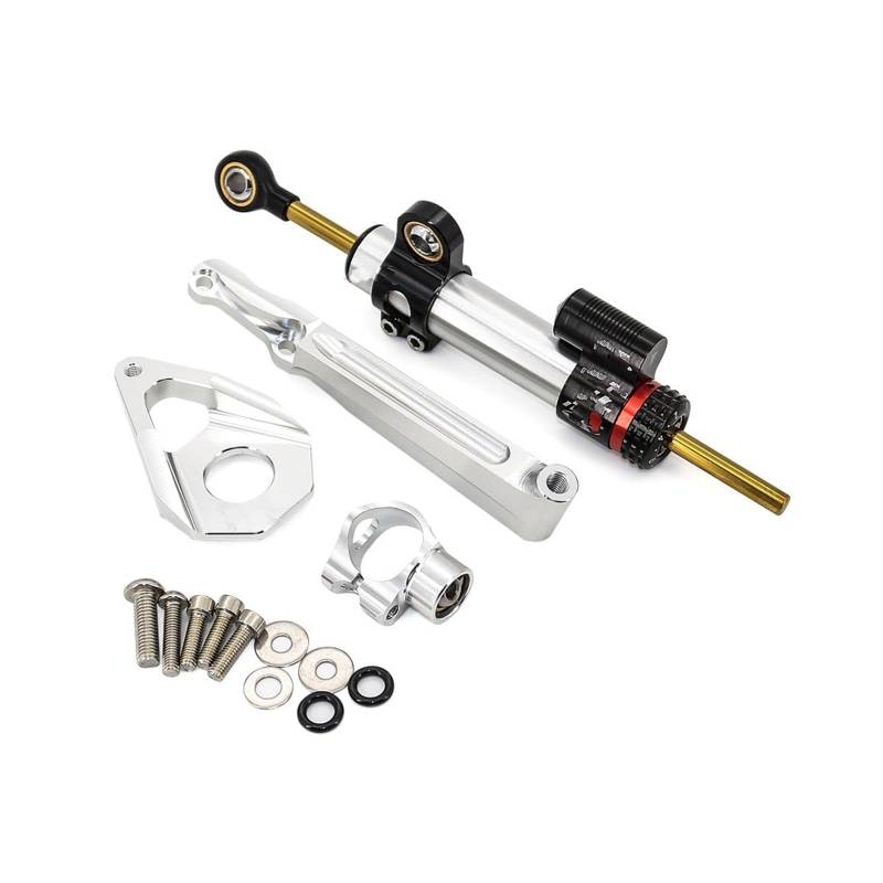 Linear Umgekehrte Stabilisieren Dämpfer Für CBR600RR Für CBR 600RR Für CBR 600 Für RR 2005 2006 Motorrad Stabilisator Lenkungsdämpfer Halterung Mount Kit Dämpfer Unterstützung Kit(Silver Set) von IMAWUHM