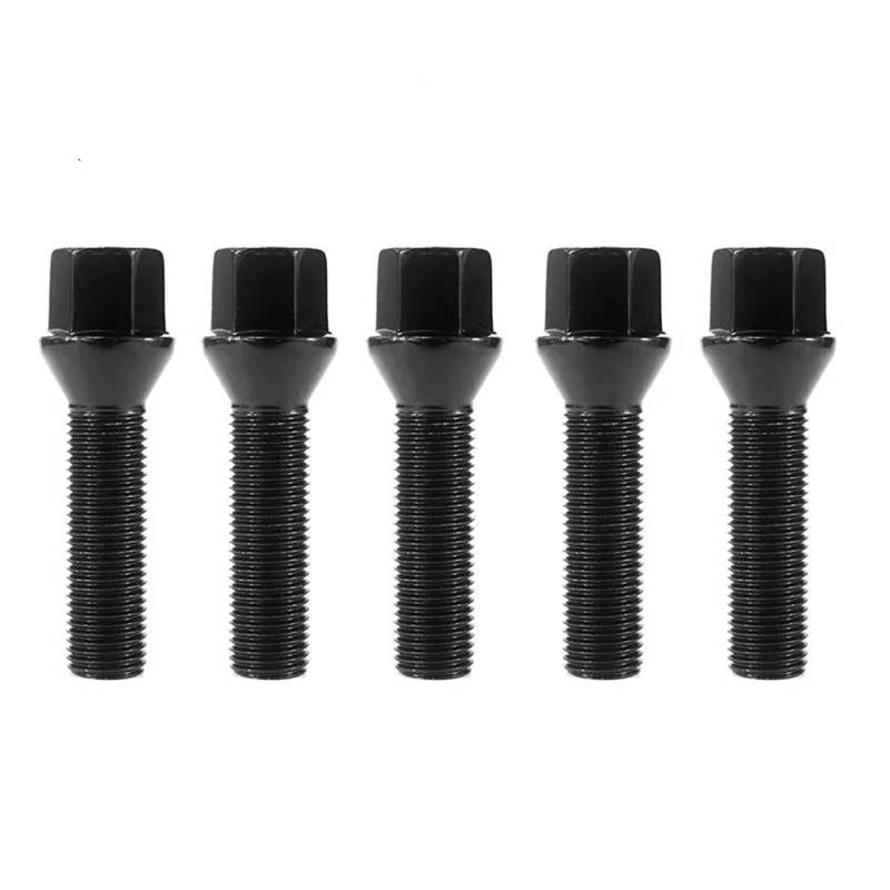 Spurverbreiterung 10 Stück Auto Rad Lugs Schrauben Für F10 F30 F15 F16 Für Muttern Stehbolzen Schrauben M12 X 1,5 M14 X 1,5 M14 X 1,25 Universal Schwarz 12,9 Spurverbreiterungen(27mm,M12x1.5) von IMAWUHM