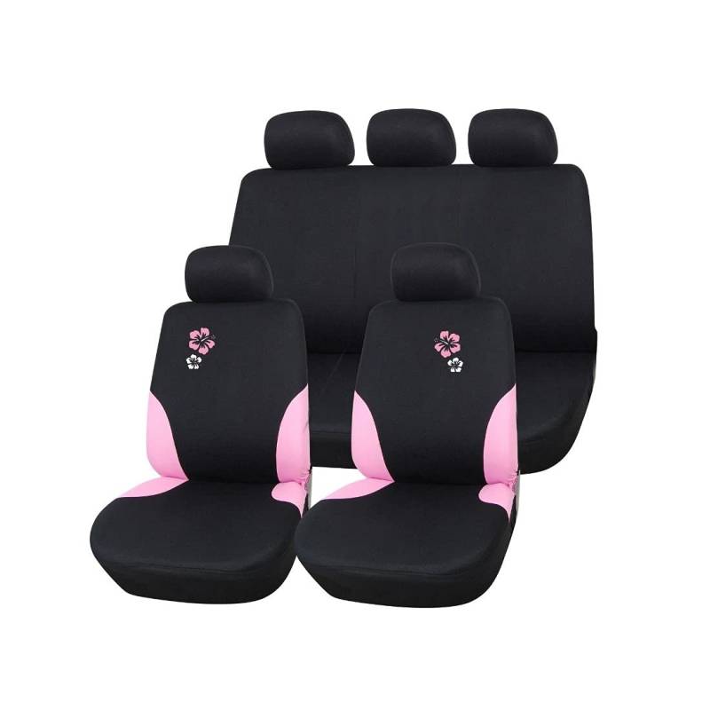 IMDIFA 116 Auto-Sitzbezug-Set „Hibiskus“, mit Aussparungen für seitliche Airbags, aus 100% Polyester, 6-teilig von IMDIFA