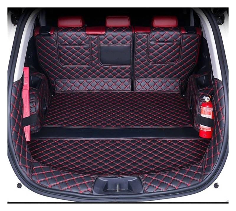 Auto Kofferraummatte Für Changan CS75 Für Plus 2024 Zubehör Vollständige Abdeckung wasserdichte Leder Cargo-Liner Teppiche Kofferraum Matte Kofferraumwanne(Full Black Red) von IMMLSX