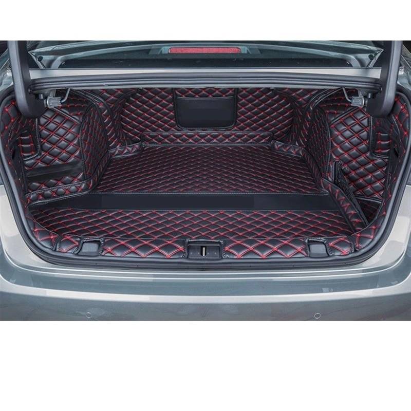 Auto Kofferraummatte Für Chery Für Arrizo 8 2023 2024 Stamm Matten Leder Langlebige Cargo-Liner Boot Teppiche Innen Abdeckung Auto Zubehör Kofferraumwanne(Red Full Set) von IMMLSX