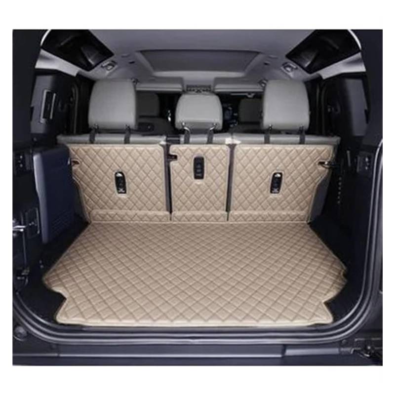 Auto Kofferraummatte Für Land Für Range Für Rover Für Defender 110 2021 Spezielle Auto Stamm Matten Langlebige Cargo-Liner Boot Teppiche Kofferraumwanne(Beige) von IMMLSX