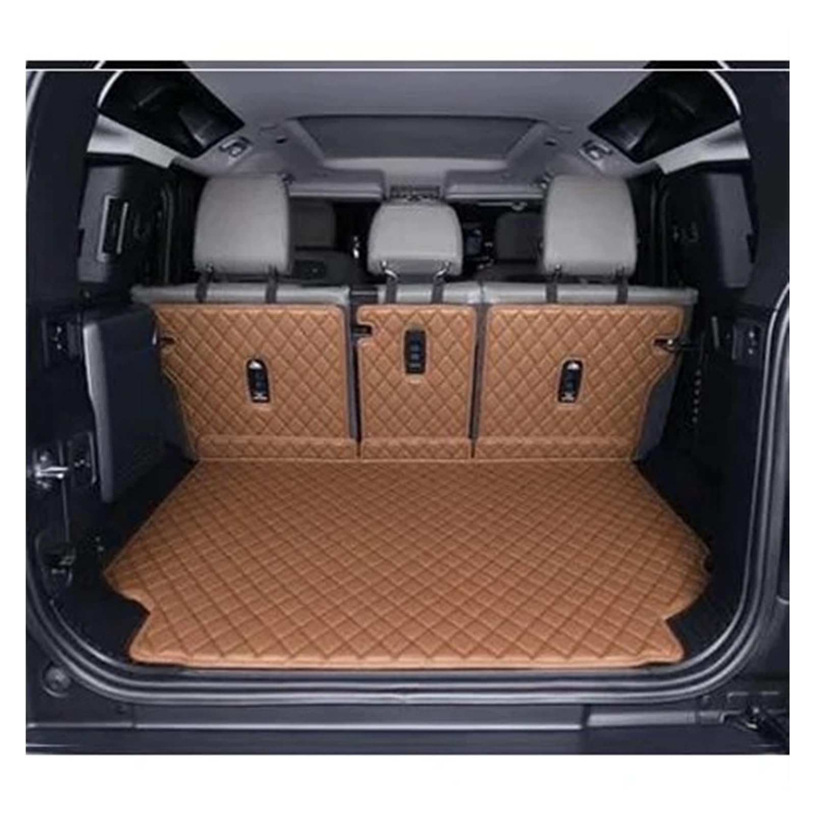 Auto Kofferraummatte Für Land Für Range Für Rover Für Defender 110 2021 Spezielle Auto Stamm Matten Langlebige Cargo-Liner Boot Teppiche Kofferraumwanne(Orange) von IMMLSX