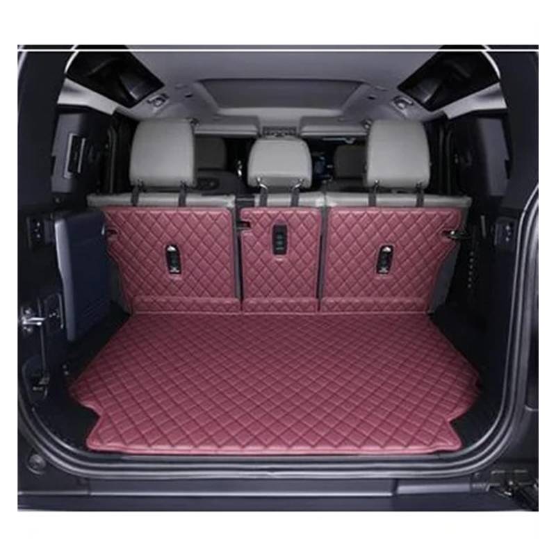 Auto Kofferraummatte Für Land Für Range Für Rover Für Defender 110 2021 Spezielle Auto Stamm Matten Langlebige Cargo-Liner Boot Teppiche Kofferraumwanne(Wine red) von IMMLSX