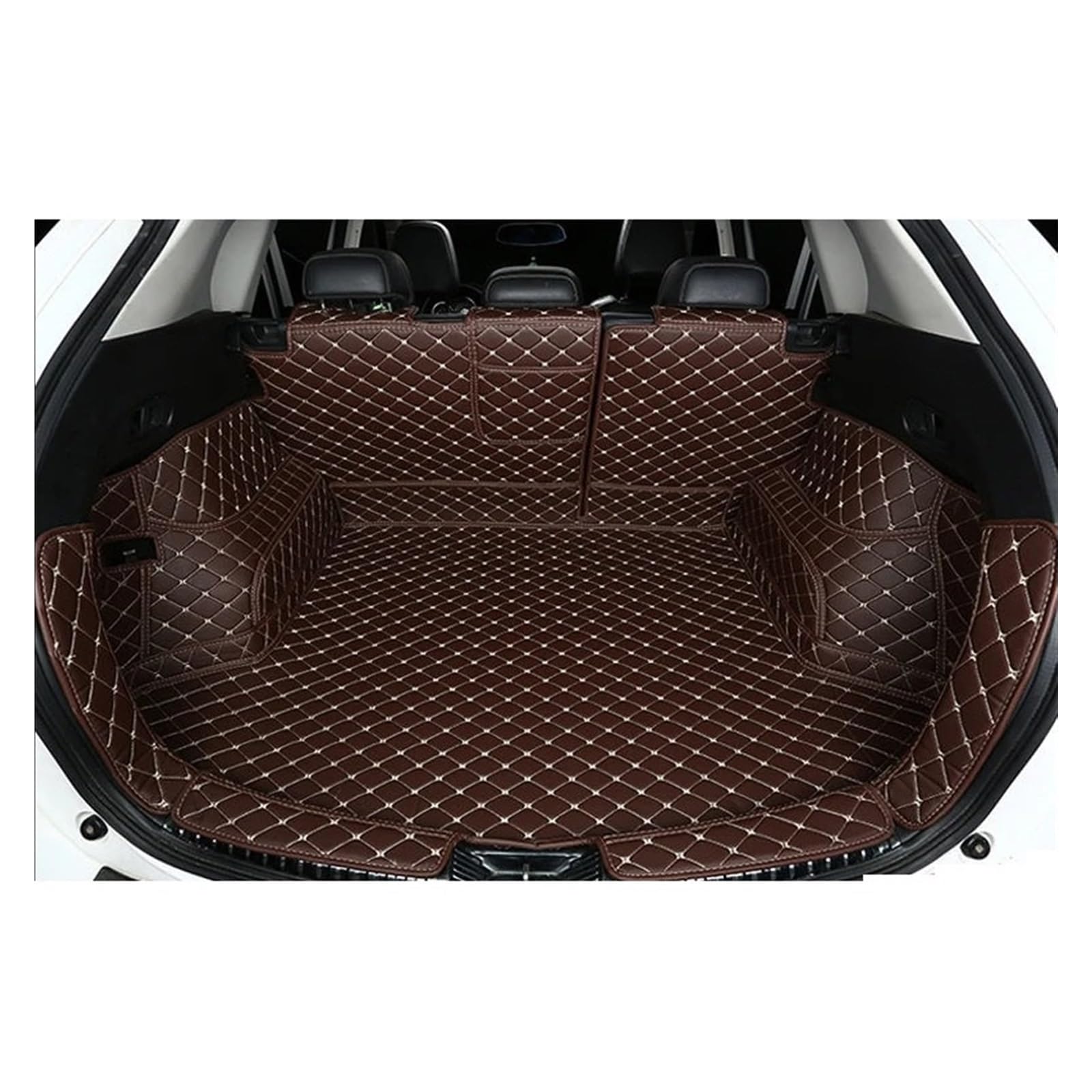 Auto Kofferraummatte Für Mazda Für CX-5 Für CX5 CX 5 KF 2017-2024 Leder Kofferraum Matte Liner Boden Fach Teppich Schlamm Pad Schutzfolie Kofferraumwanne(Brown Full Cover) von IMMLSX