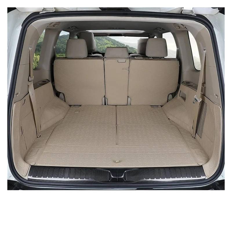 Auto Kofferraummatte Für Toyota Für Land Für Cruiser LC300 2023 Stamm Matten Voll Surround Cargo-Liner Anti-Scratch wasserdichte Stamm Liner Gepäck Matten Kofferraumwanne(Beige Full Set) von IMMLSX