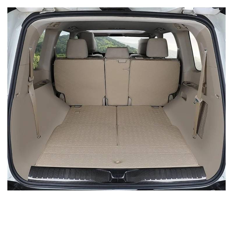 Auto Kofferraummatte Für Toyota Für Land Für Cruiser LC300 2023 Stamm Matten Voll Surround Cargo-Liner Anti-Scratch wasserdichte Stamm Liner Gepäck Matten Kofferraumwanne(Beige Half) von IMMLSX