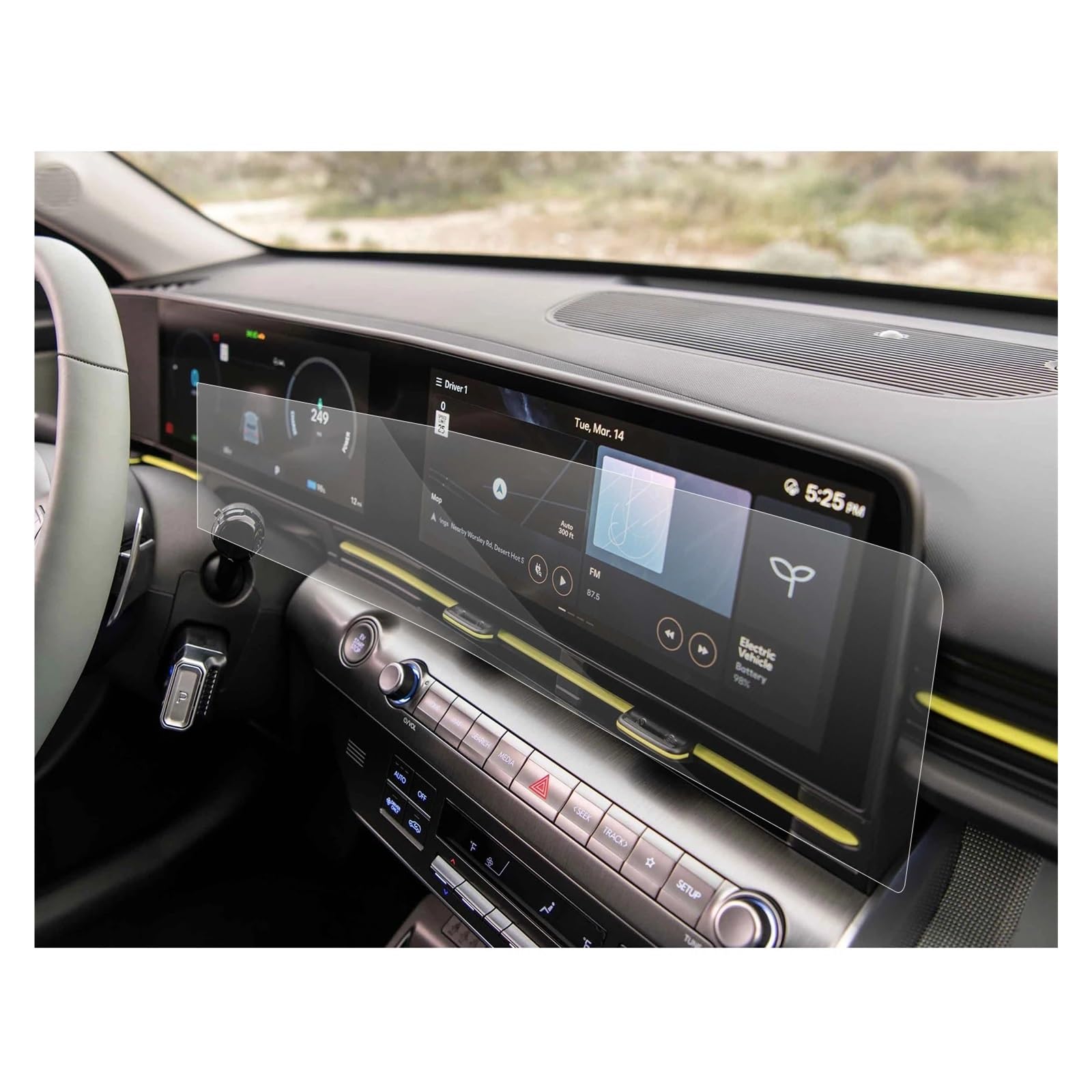 Für Hyundai Für Kona SX2 2023 2024 Auto Multimedia Radio Display Auto Innen LFOTPP Nano Screen Protector Navigation Schutzfolie Navigations-Displayschutz(Left Hand Drive) von IMMLSX