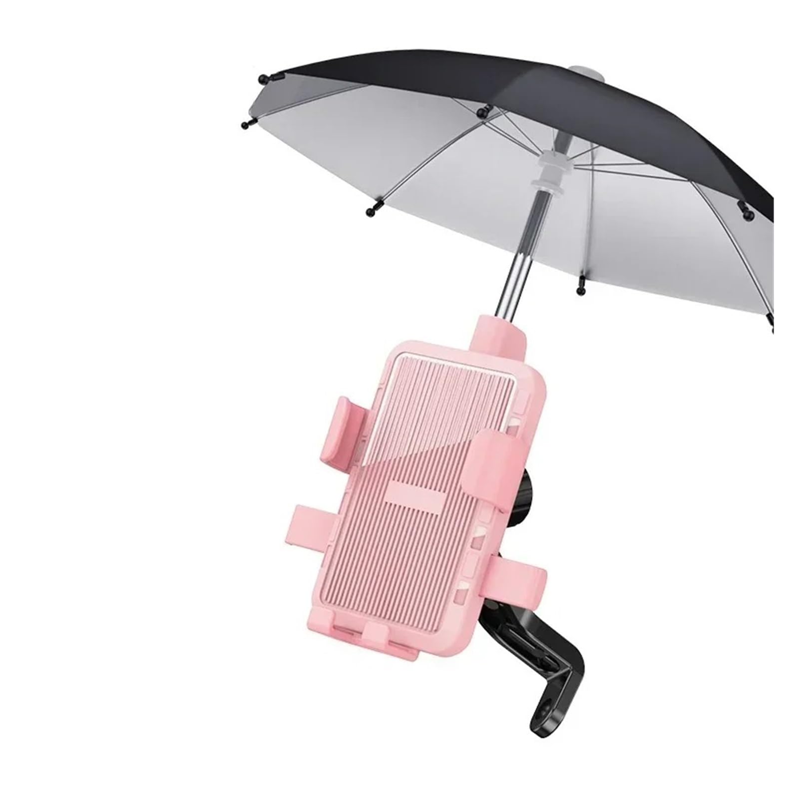 Handyhalterung Motorrad Motorrad Handy Halter Regenschirm Regendicht Sonnenschirm Außen Elektrische Fahrzeug Rückspiegel Ständer Zubehör Handyhalter Fahrrad(Pink with Umbrella) von IMMLSX