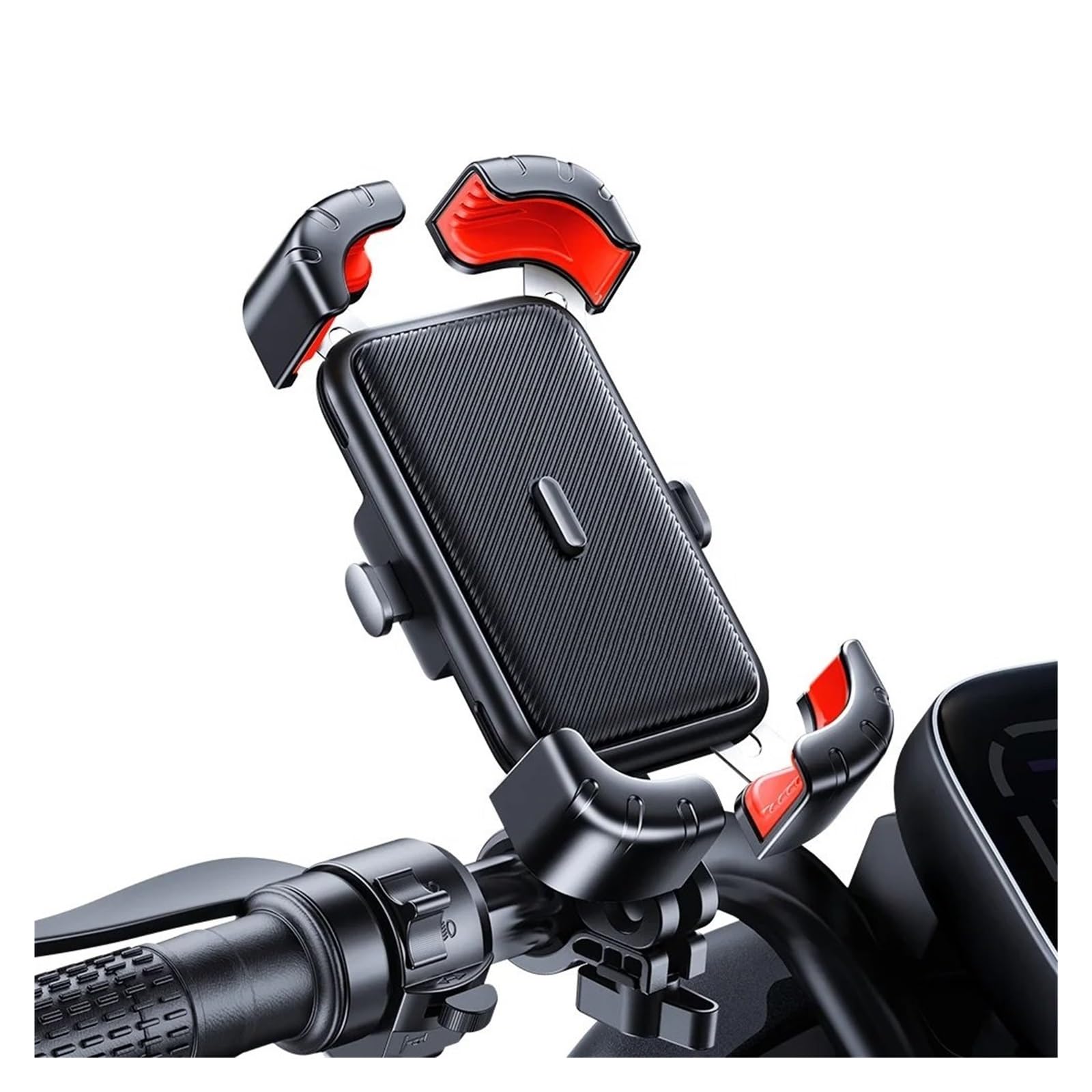 Handyhalterung Motorrad Motorrad-Telefonhalter 360°-Ansicht Universeller -Telefonhalter Für 4,7-7,2-Zoll-Mobiltelefonständer Stoßfester Halterungsclip Handyhalter Fahrrad(S1 Red1) von IMMLSX