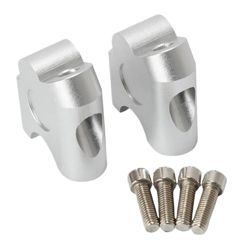 Motorrad Lenkererhöhungen 1 Set Motorrad Lenker Riser Bar Mount Griff Klemme Universal 22mm 7/8" Lenkererhöhung Motorrad(Silver) von IMMLSX