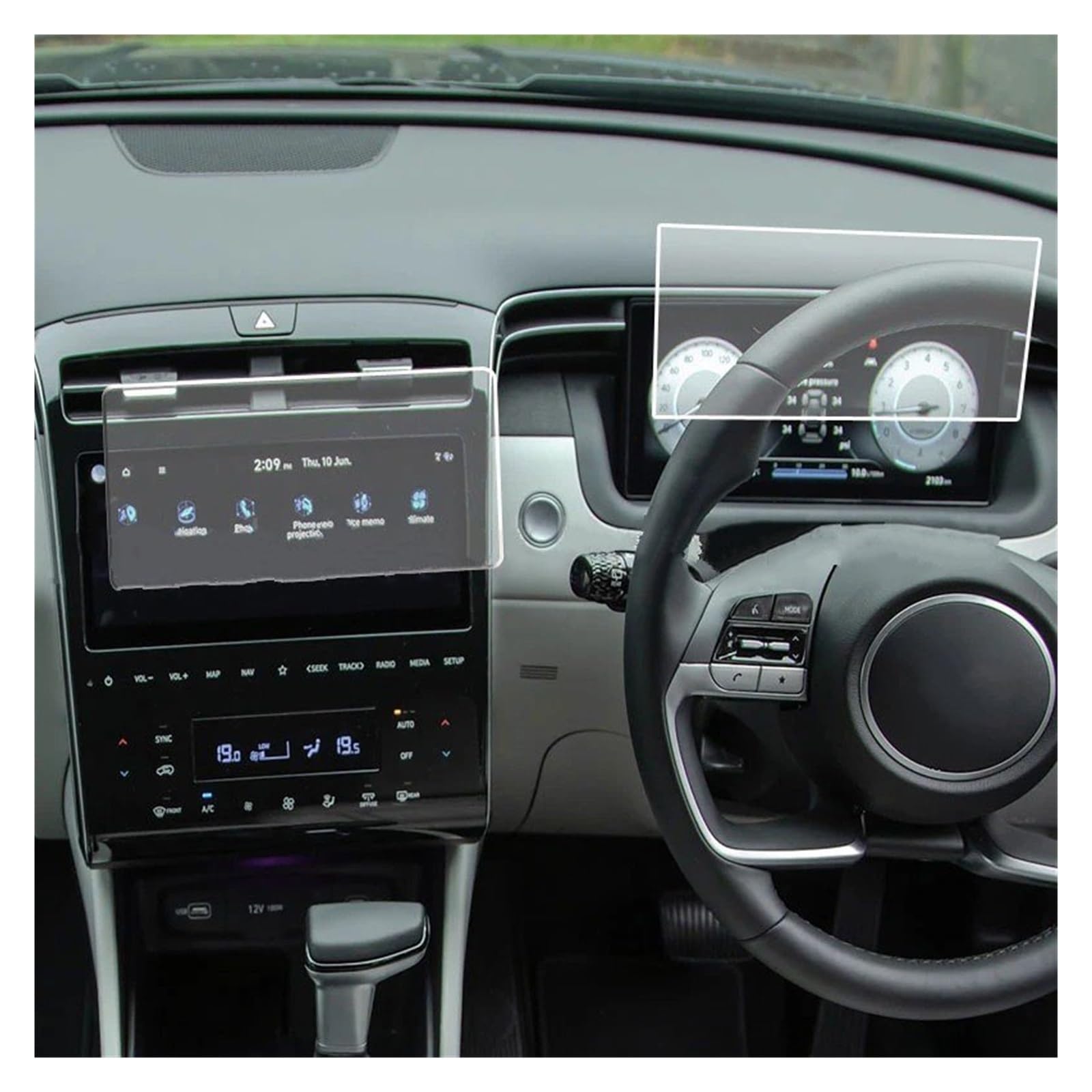 Navigation Schutzfolie Für Hyundai Für Tucson Für Highlander 2021 Auto GPS Gehärtetem Glas 10,25 Zoll Dashboard LCD Screen Schutz Film Aufkleber Navigations-Displayschutz(GPS and Instrument) von IMMLSX