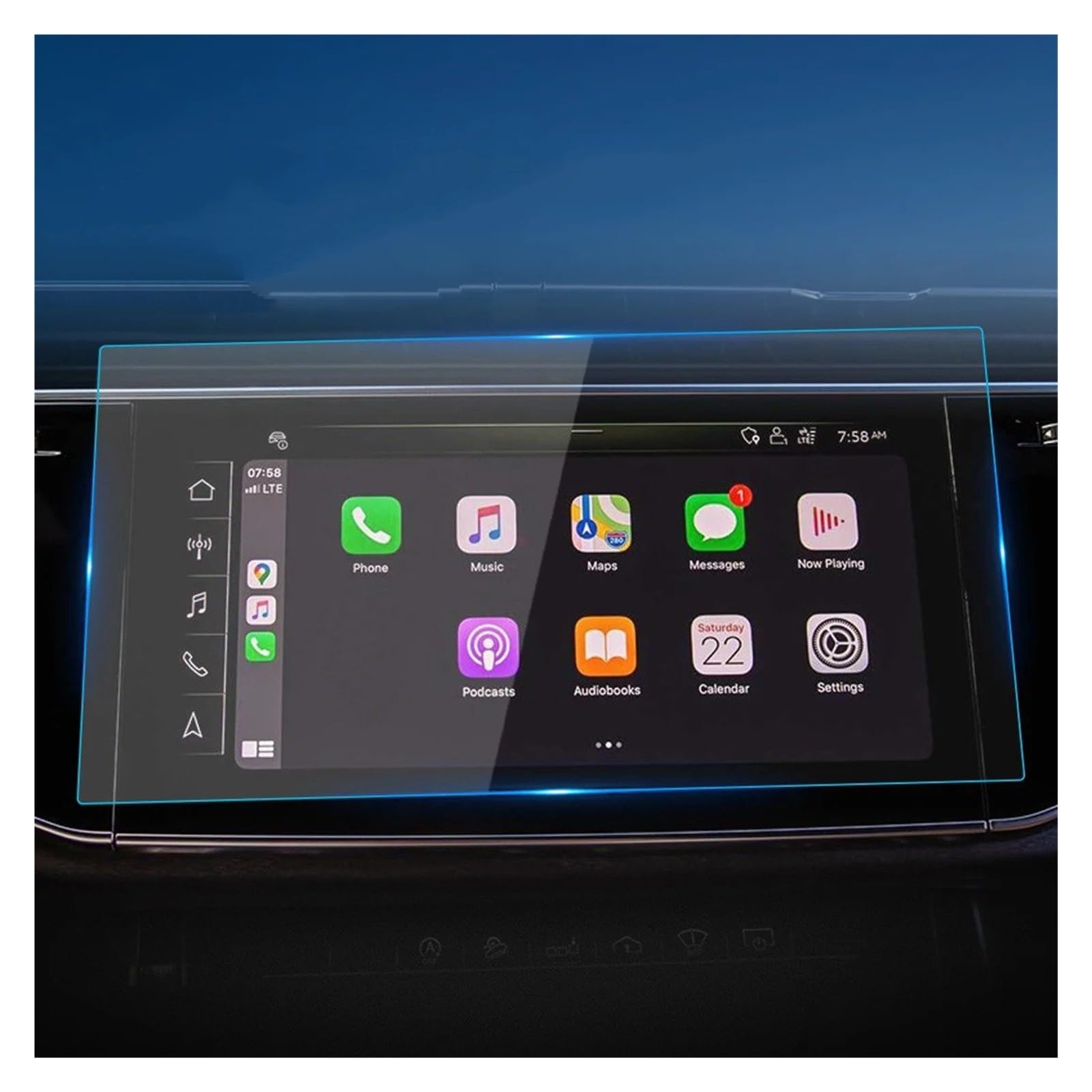 Navigation Schutzfolie Für Q7 2023 Auto Aufkleber Screen Protector Navigator Display Gehärtetem Glas Schutz Film Auto Fahrzeuge Navigations-Displayschutz(Blue) von IMMLSX