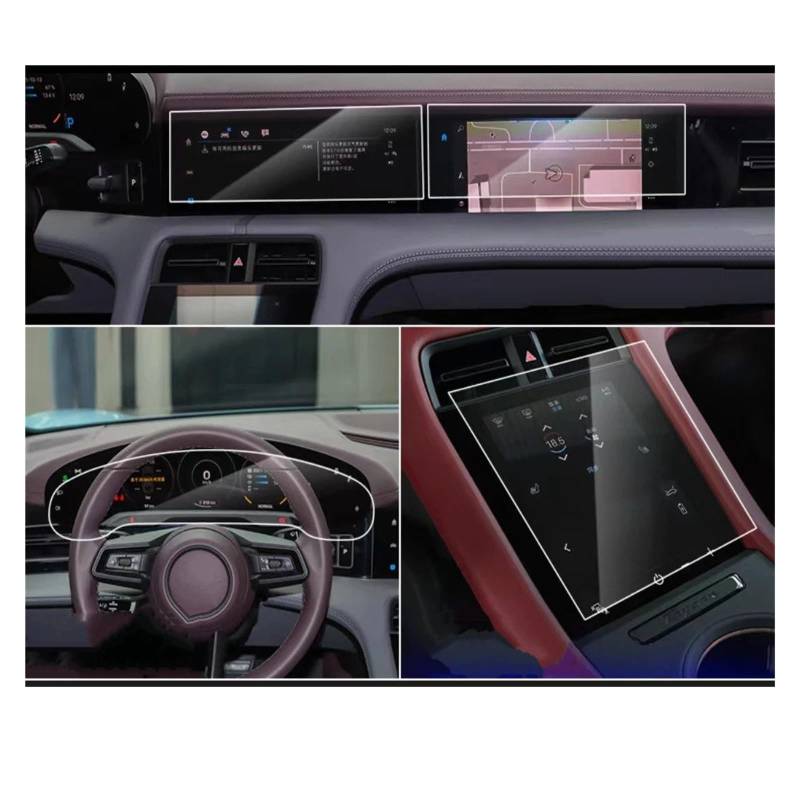 Navigation Schutzfolie Für Taycan 2020–2022 Auto-LCD-GPS-Navigation Gehärtetes Glas Und Armaturenbrett-Bildschirmschutzfolie Navigations-Displayschutz(4pcs) von IMMLSX