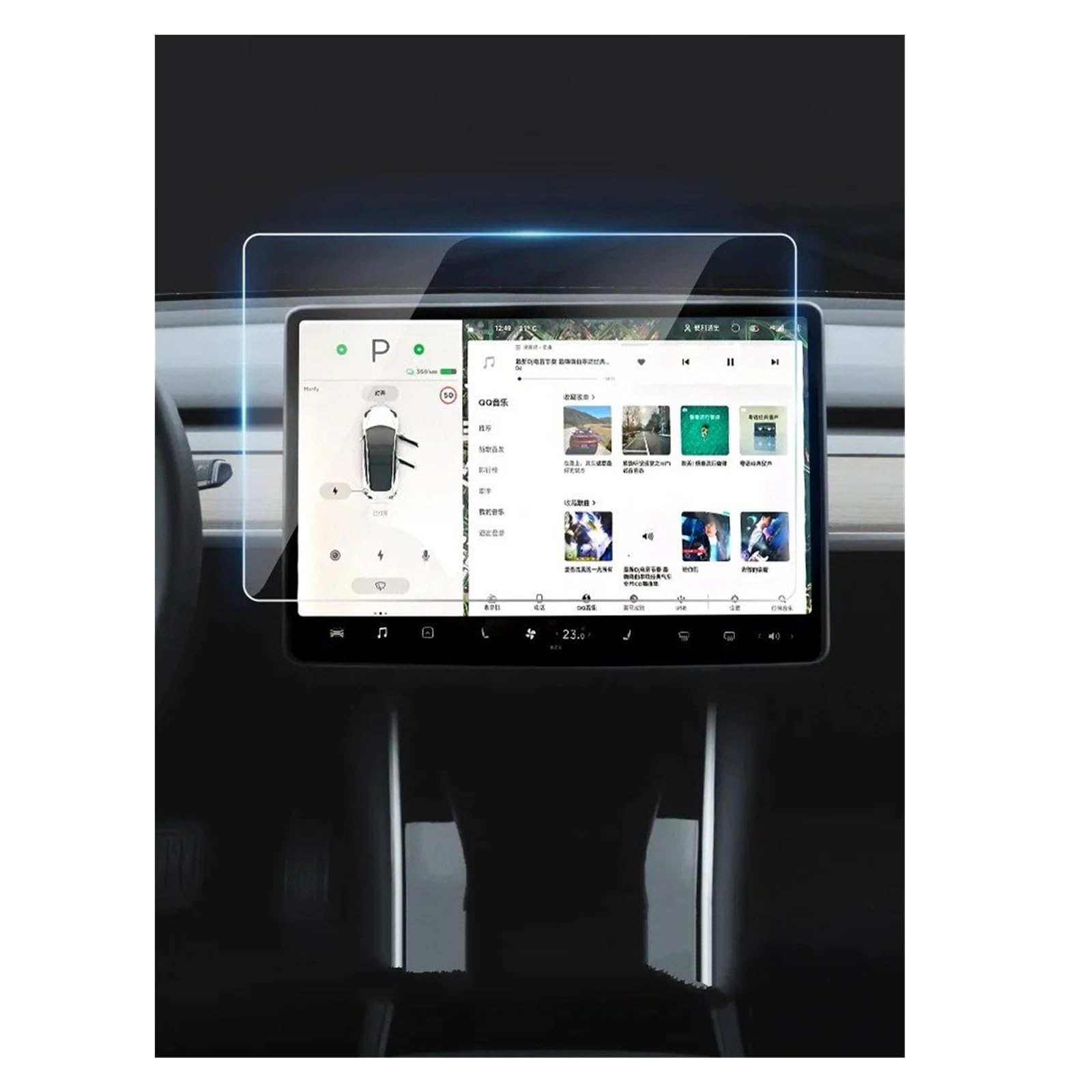 Navigation Schutzfolie Für Tesla Für Modell 3 YX 2023-2021 Gehärtetem Glas Screen Protector Center Control Zubehör HD Film Schutz Navigations-Displayschutz(HD) von IMMLSX