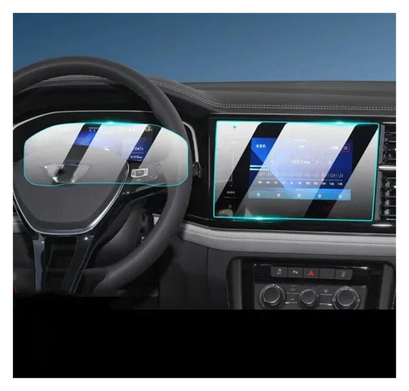 Navigation Schutzfolie Für VW Für Jetta 2023 Auto GPS Navigation Center Touch Display Und Dashboard Gehärtetem Glas Screen Protector Film Navigations-Displayschutz(Dashboard and GPS) von IMMLSX