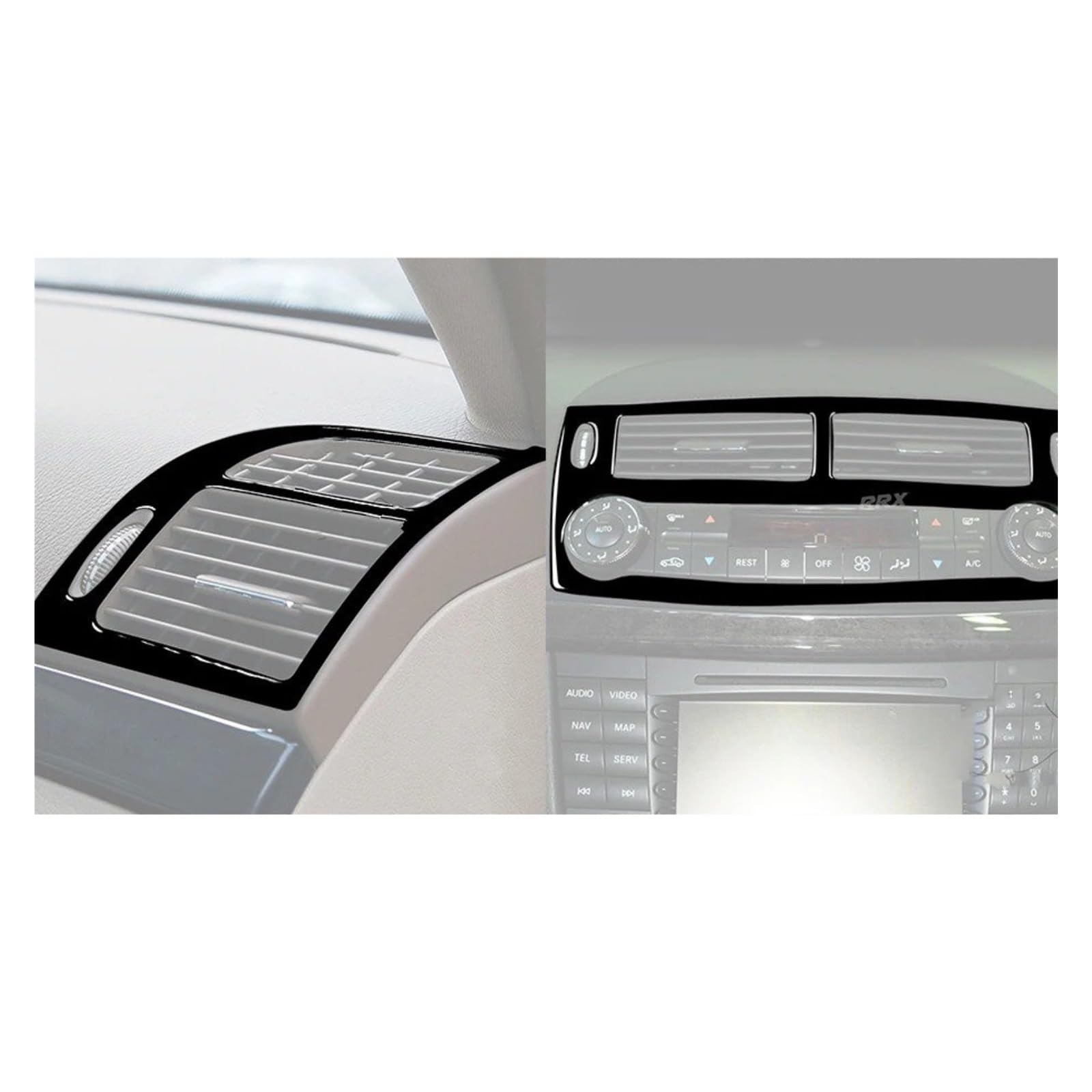 PanelMittelkonsole Für Benz Für E-Klasse W211 2003-2009 Klavier Schwarz Zentrale Steuerung Klimaanlage Outlet Scheinwerfer Schalter Panel Trim Aufkleber Innenraum Abdeckung Trim(Air Outlet Set B) von IMMLSX