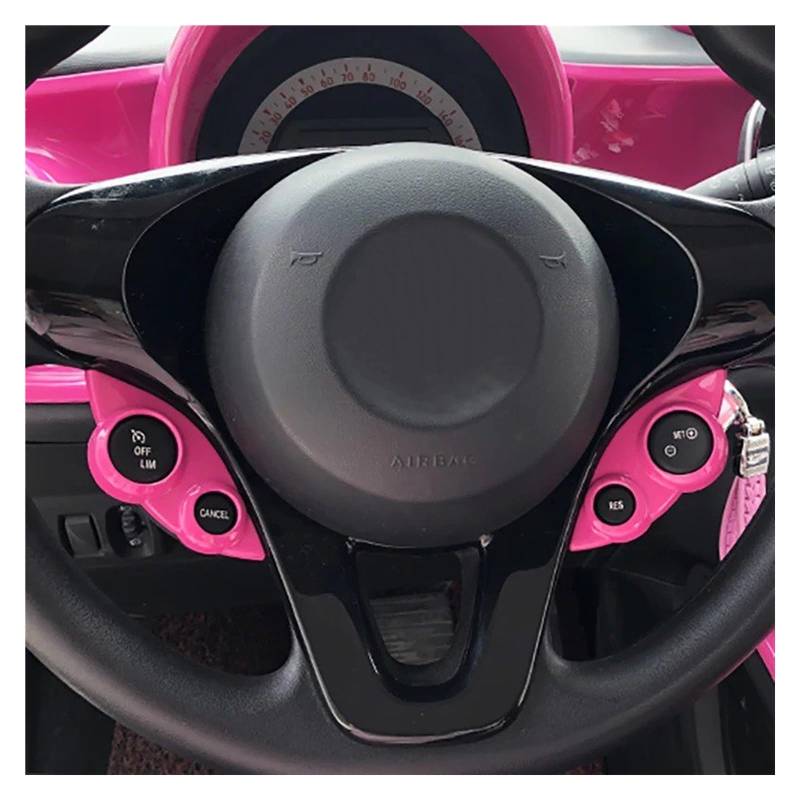 PanelMittelkonsole Für Bezn Für Smart 453 Für Fortow Für Forfour Lenkrad Taste Abdeckung Dekoration Rahmen Zubehör Auto Modifikation Liefert Innenraum Abdeckung Trim(Rose Red) von IMMLSX