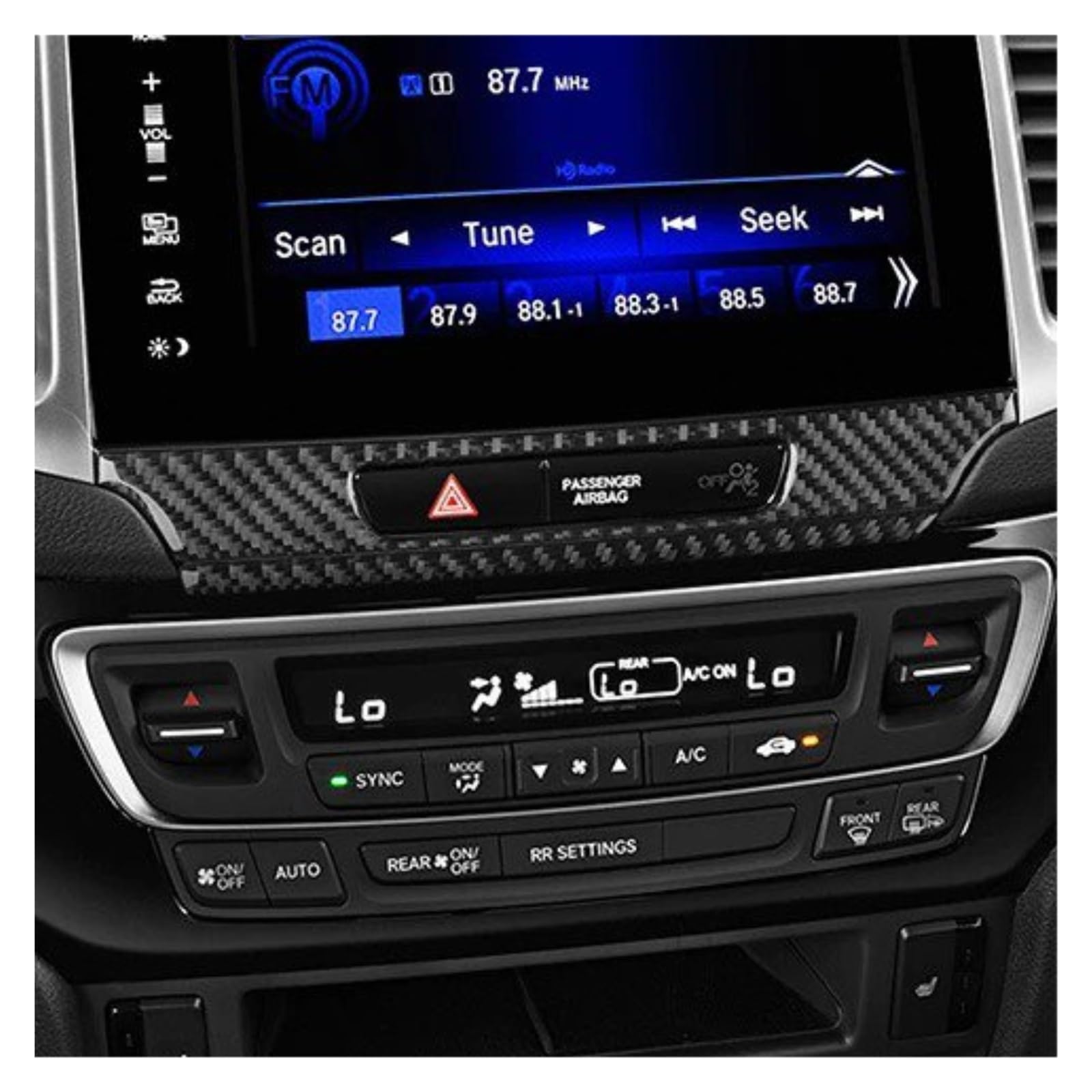 PanelMittelkonsole Für Ridgeline 2017-2020 Carbon Fiber Center Navigation Display Panel Abdeckung Auto Innen Zubehör Dekorative Aufkleber Innenraum Abdeckung Trim(3 Black) von IMMLSX