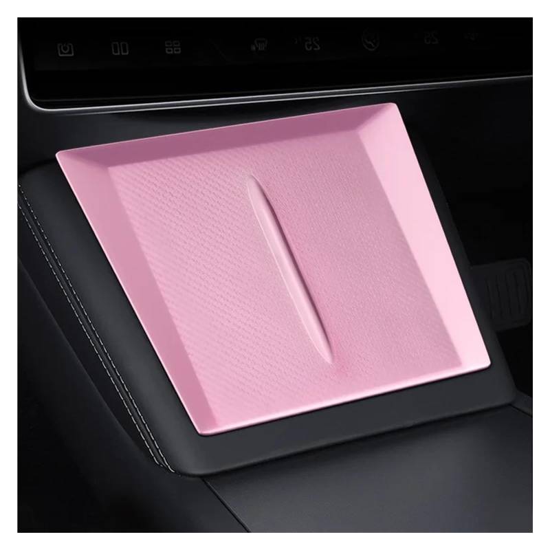 PanelMittelkonsole Für Tesla Für Modell 3 2024 Für Highland Drahtlose Lade Silikon Pad Center Control Lagerung Box Armlehne Box Unten Nicht-Slip Matte Innenraum Abdeckung Trim(Pink) von IMMLSX