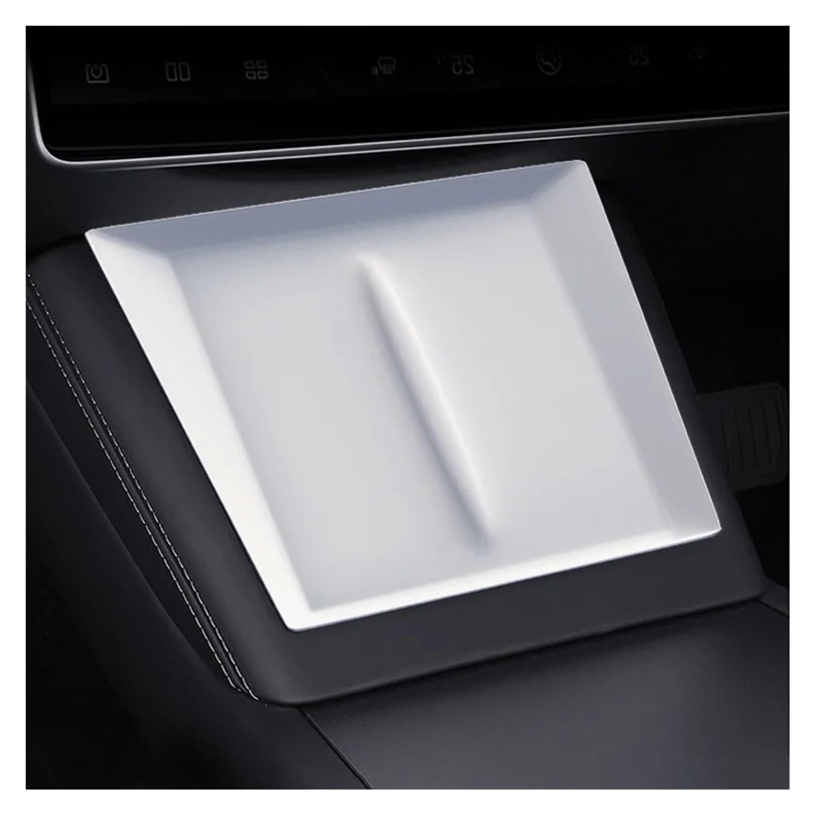 PanelMittelkonsole Für Tesla Für Modell 3 2024 Für Highland Drahtlose Lade Silikon Pad Center Control Lagerung Box Armlehne Box Unten Nicht-Slip Matte Innenraum Abdeckung Trim(White) von IMMLSX