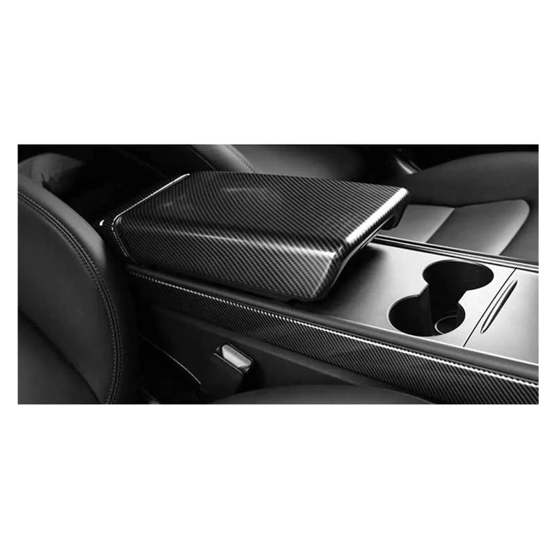 PanelMittelkonsole Für Tesla Für Modell Y Für Modell 3 Glänzend ABS Carbon Faser Muster Center Console Dashboard Abdeckung Türschloss Schalter Trim Anzug Kit Innenraum Abdeckung Trim(Armrest Box Cover von IMMLSX