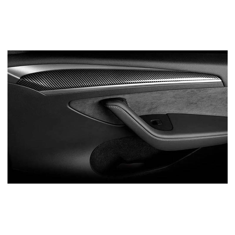 PanelMittelkonsole Für Tesla Für Modell Y Für Modell 3 Glänzend ABS Carbon Faser Muster Center Console Dashboard Abdeckung Türschloss Schalter Trim Anzug Kit Innenraum Abdeckung Trim(Front Door Covers von IMMLSX