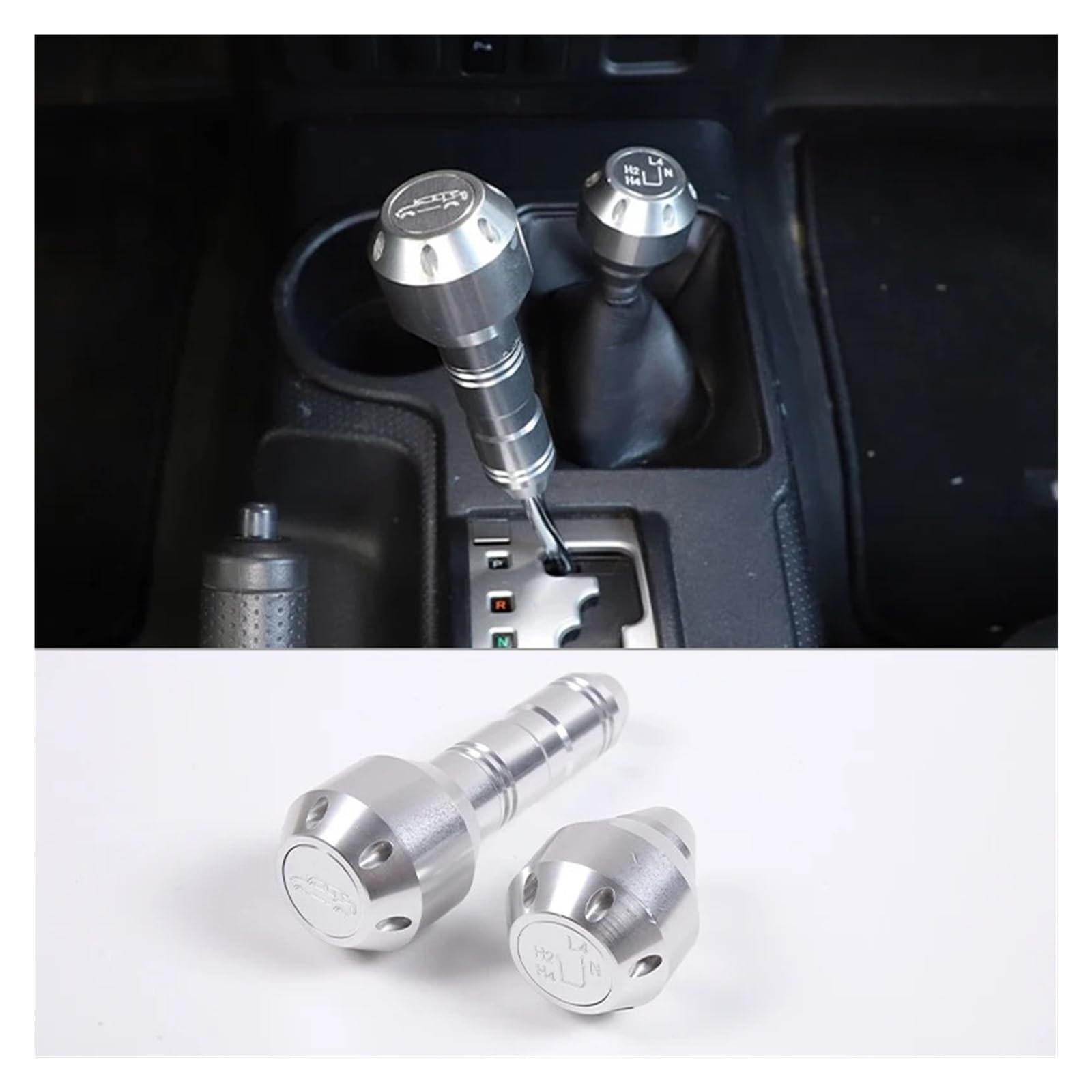 Schaltknauf Knauf Für Toyota FJ Für Cruiser 2007-2021 Zubehör Aluminium Legierung Geschwindigkeit Schaltknauf Hebel Shifter Stick Getriebe Kopf Shifter Knopf Kopf Schaltknauf Kappe(Style A Silver) von IMMLSX