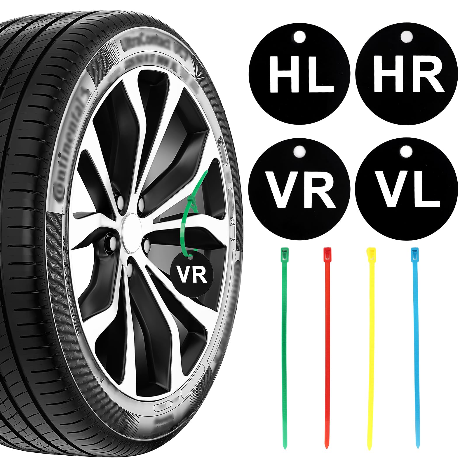 2 Satz Reifenmarker Reifenmarkierer Plättchen Enthalten Kabelbinder Kennzeichnung Reifen Markierung Radmarkierer für PKW SUV Winterreifen Sommerreifen Reifenwechsel von IMPPTE