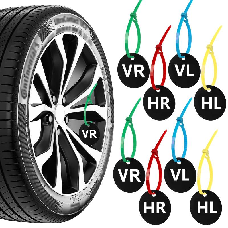 6 Satz Reifenmarker Reifenmarkierer Plättchen Enthalten Kabelbinder Kennzeichnung Reifen Markierung Radmarkierer für PKW SUV Winterreifen Sommerreifen Reifenwechsel von IMPPTE
