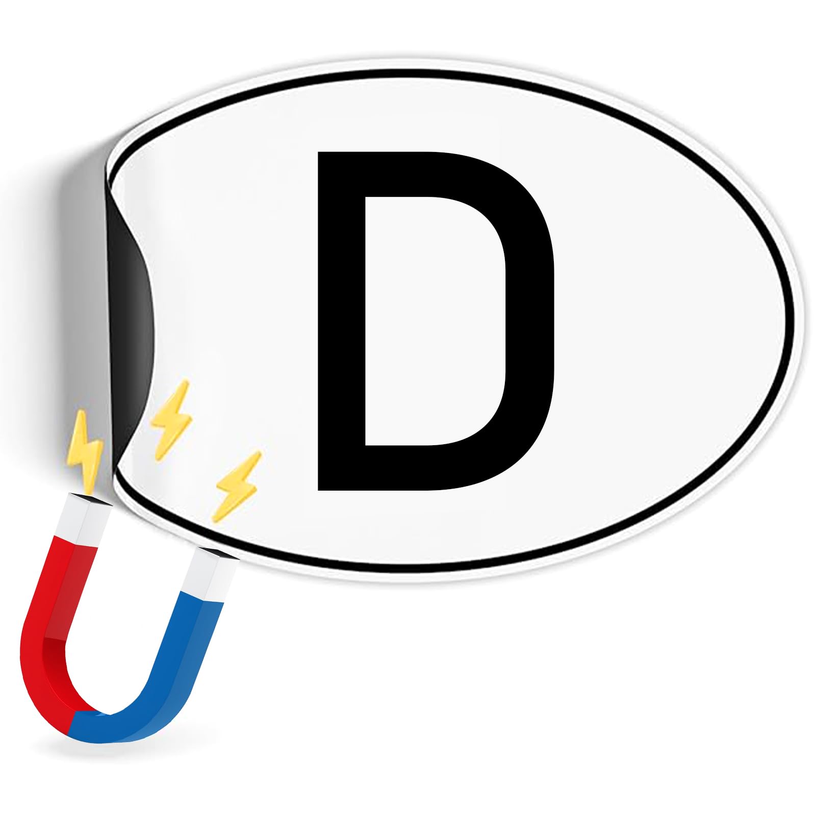 D Aufkleber Auto Magnet 17,5 cm x 11,5 cm D Schild Auto Magnetisch Deutschland Aufkleber Auto Magnetfolie Länderkennzeichen Deutschland Schwarz Weiß für PKW LKW Wohnmobil Auto von IMPPTE