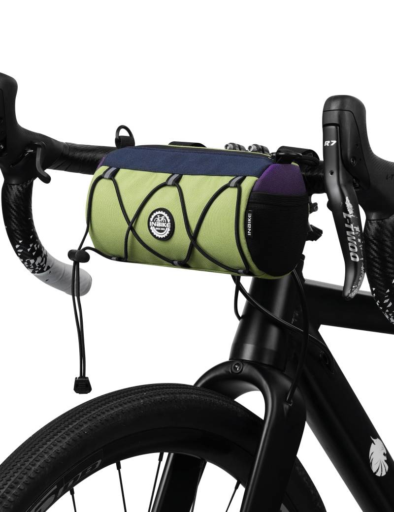 INBIKE Fahrrad Lenkertasche Satteltasche Multifunktionale Fahrradtasche Lenker Aufbewahrungstasche mit Schultergurt für MTB, Rennrad Schwarz ca.1,8L Grün von INBIKE