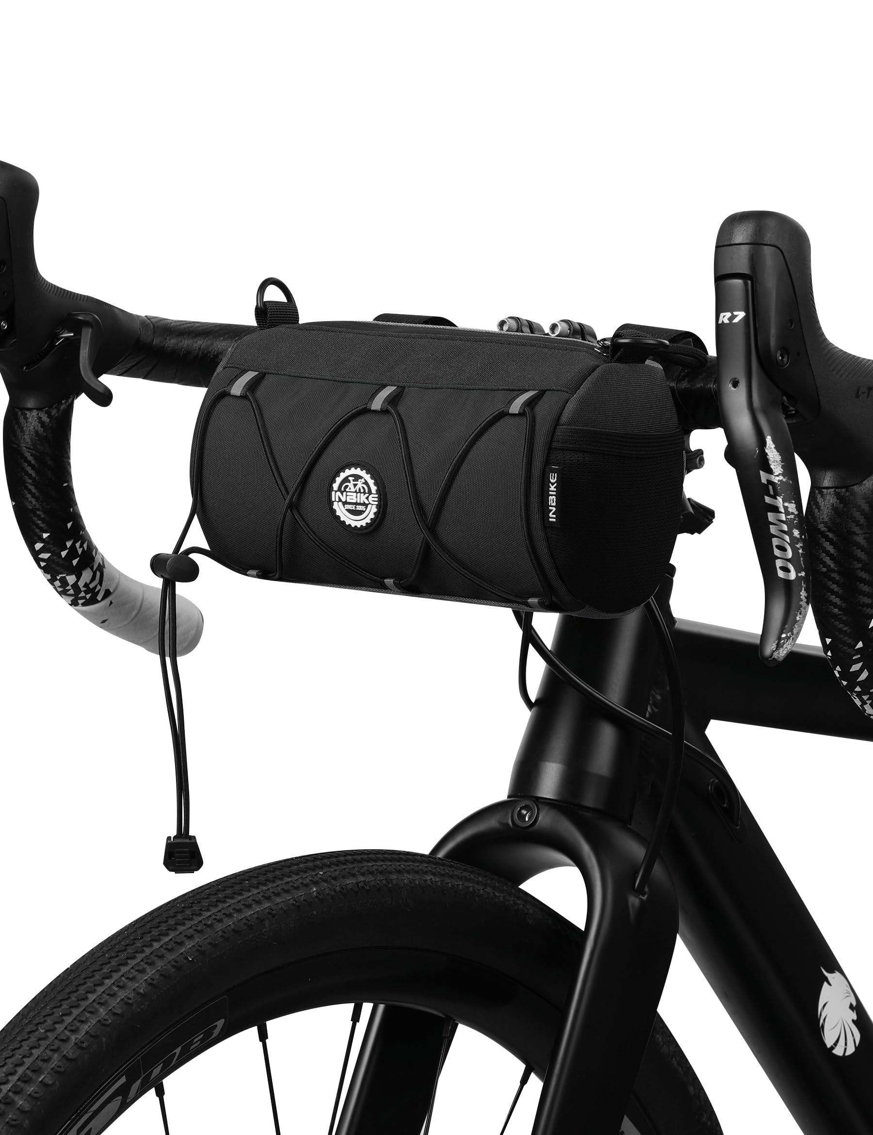 INBIKE Fahrrad Lenkertasche Satteltasche Multifunktionale Fahrradtasche Lenker Aufbewahrungstasche mit Schultergurt für MTB, Rennrad Schwarz ca.1,8L Schwarz von INBIKE