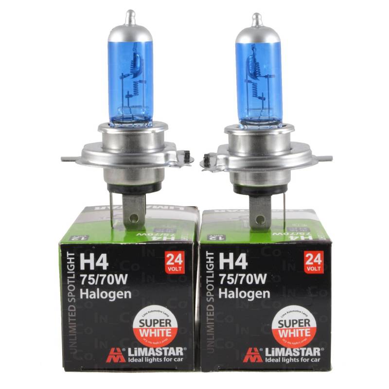 2x H4 24V 75/70W HALOGENLAMPE GLÜHLAMPE GLÜHBIRNE LAMPE BIRNE Original LIMASTAR XENON STYLE für LKW Nutzfahrzeuge BUSSE BUS TRAKTOR TRAKTOREN von INBUSCO