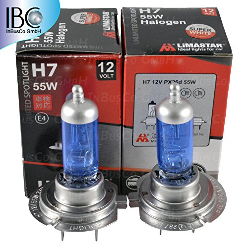 INBUSCO 2X H7 Autolampen 55 Watt 12V Halogen LAMPEN BIRNEN E-PRÜFZEICHEN BIOLIGHT Original LIMASTAR SUPER White Xonen Weiß von INBUSCO