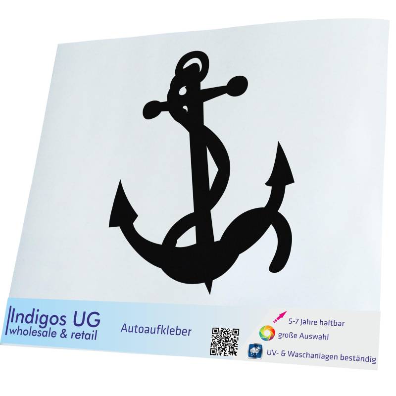 INDIGOS UG Aufkleber - Autoaufkleber - JDM - Die cut - Auto - 120x100 mm - Anker - schwarz - Heckscheibe - Heckscheibenaufkleber - Sticker - Tuning von INDIGOS UG