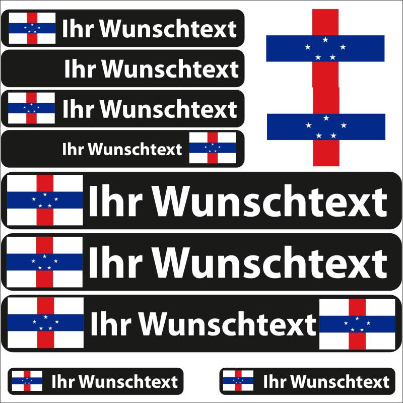 INDIGOS UG® - 13 Flaggenaufkleber - Land Antillen - Fahne glatt - Aufkleber mit Namen & Wunschtext - individuell personalisiert - Fahrrad - Auto - Motorrad von INDIGOS UG