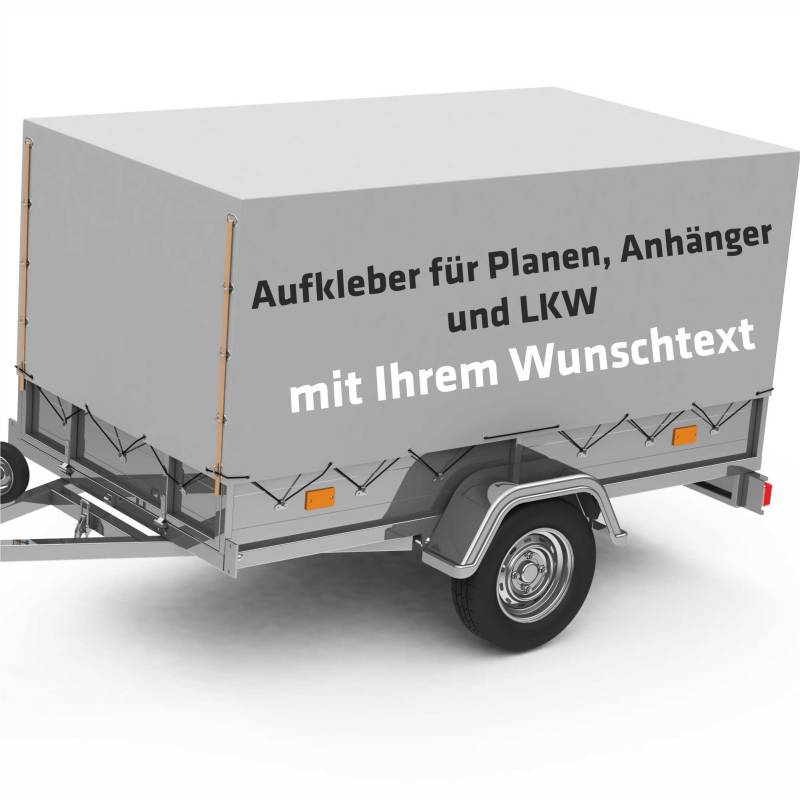 INDIGOS UG® Aufkleber Wunschtext - bis 180 cm - individuell personalisiert - Anhänger und LKW - Beschriftung von Anhängerplanen, LKWplanen, Werbeplanen & Gerüstplanen mehrzeilig von INDIGOS UG